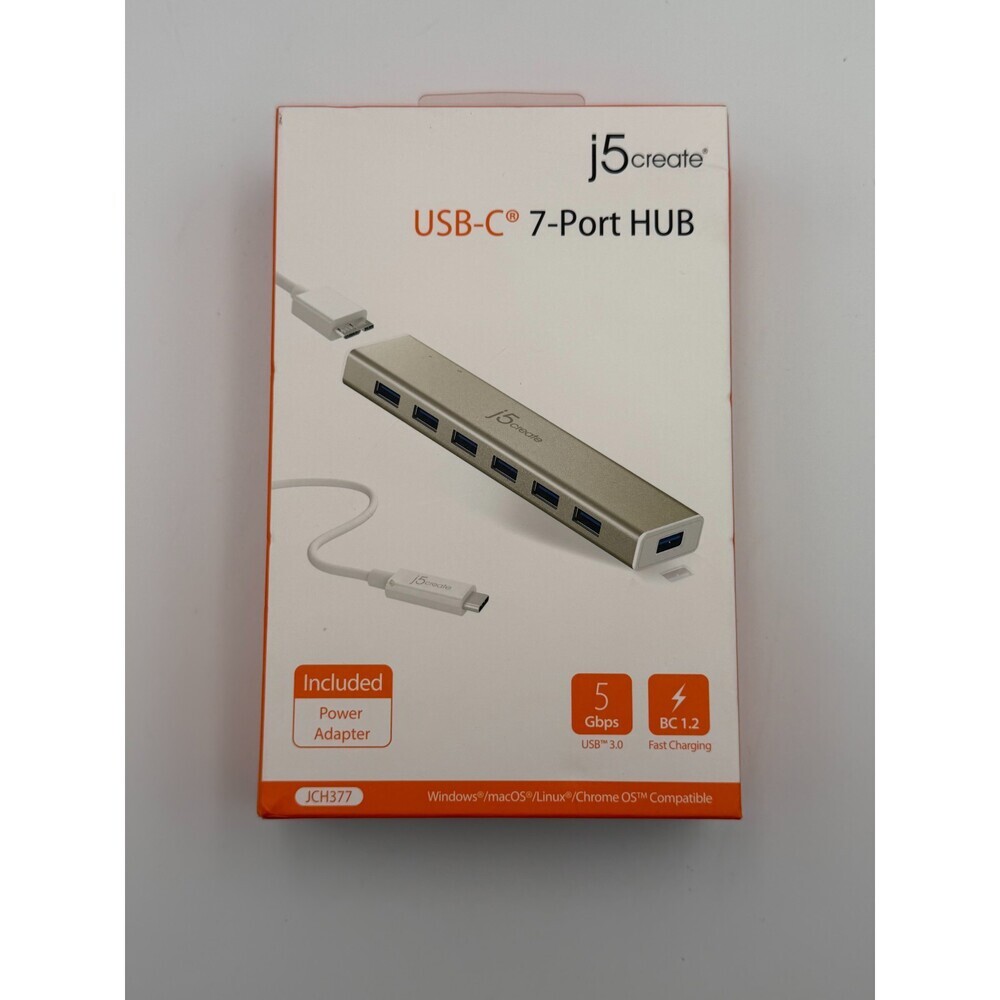 j5create JCH377 Champagne Metallic 5V/4A High Performance USB-C™ 7- Port HUB